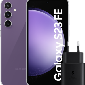 Samsung Galaxy S23 FE 128GB Paars 5G + Samsung Oplader 25 Watt Zwart