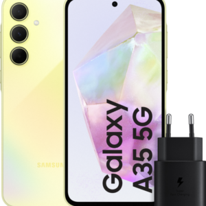 Samsung Galaxy A35 256GB Geel 5G + Samsung 25 Watt Snellader Zwart