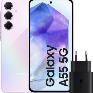 Samsung Galaxy A55 256GB Roze 5G + Samsung 25 Watt Snellader Zwart