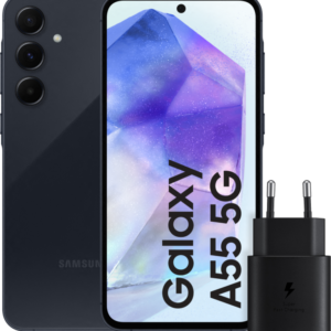 Samsung Galaxy A55 256GB Donkerblauw 5G + Samsung 25 Watt Snellader Zwart